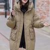New down cotton clothes women's winter clothes medium and long popular loose hooded padded jacket