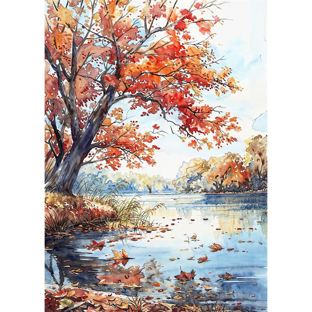 Chinese Four Seasons Landscape Diamond Art Painting Decoration Sailboat Diy Full Rhinestone Mosaic Cross Stitch Kit Gift