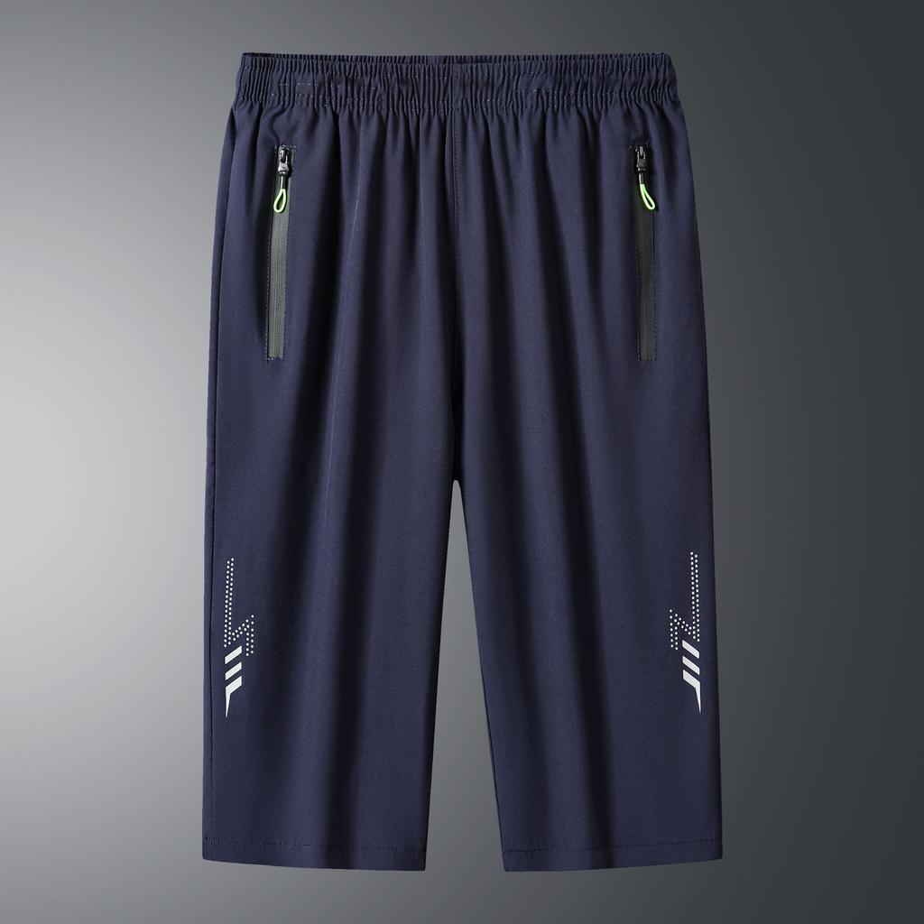 Men's Spring and Summer Plus Size Solid Colour Seven Minute Trousers Men's Sports Shorts Quick Drying Casual Trousers Beach Trousers
