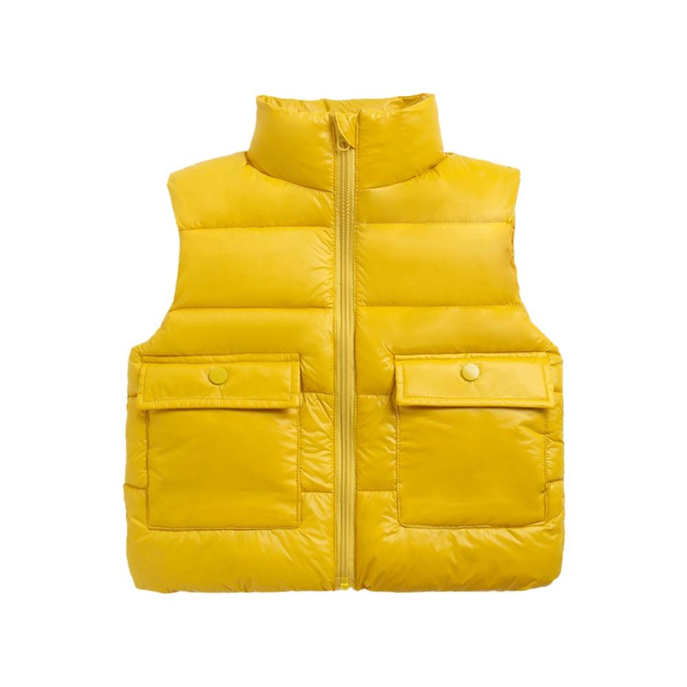 Dětská jednobarevná péřová vesta pro děti 2-8 let Podzim Zima Teplá a zesílená vesta na zip