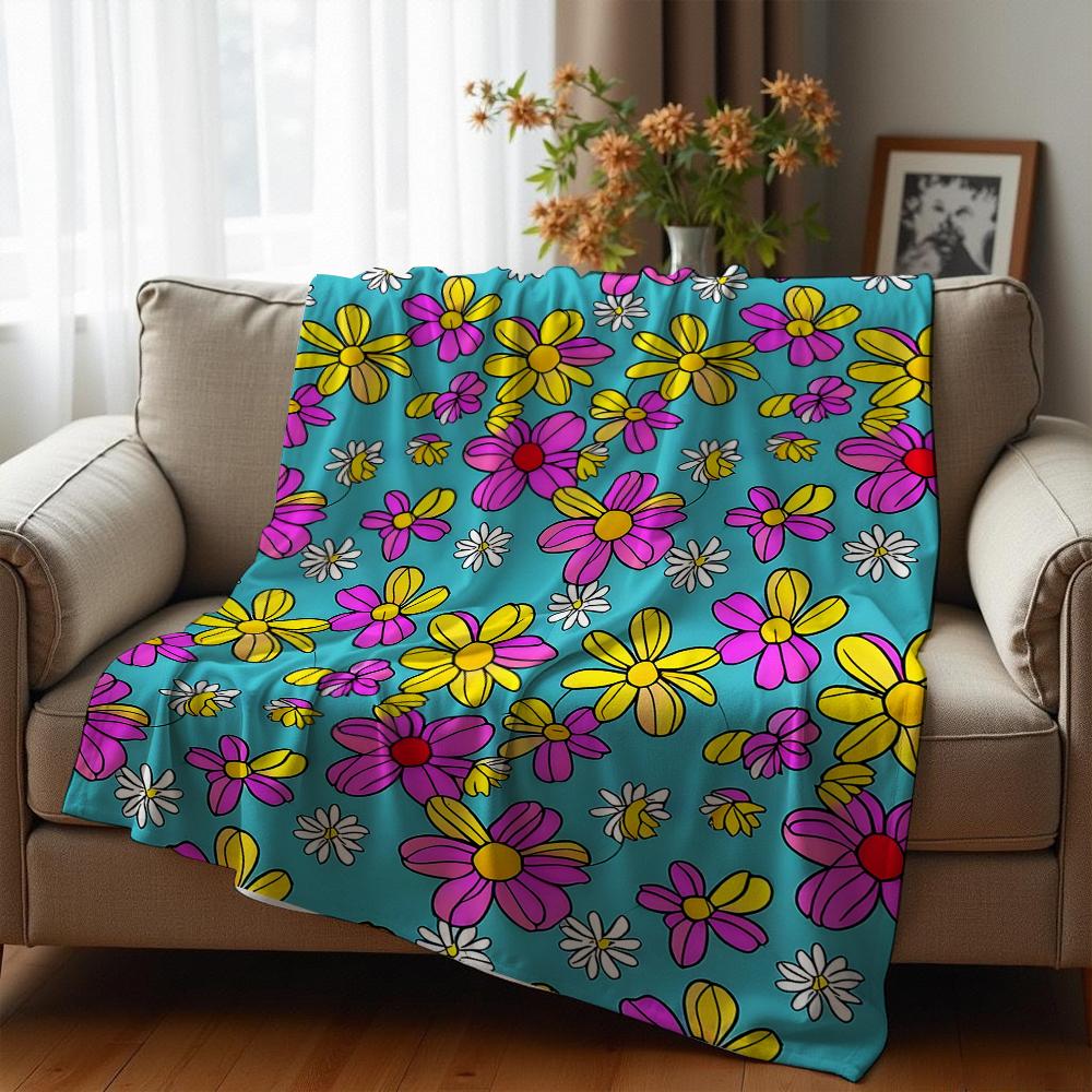 Cute Xmas Cocoa Wreath Cartoon Anime Print Flannel Blanket Soft Warm Throw for Kids Bedroom Sofa Christmas Office Car
