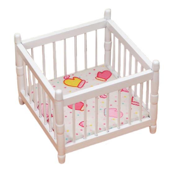 

Miniature Toddler Bed Minimalistic Creative Wood Furniture Model Baby Bed for 1/12 Doll House білий