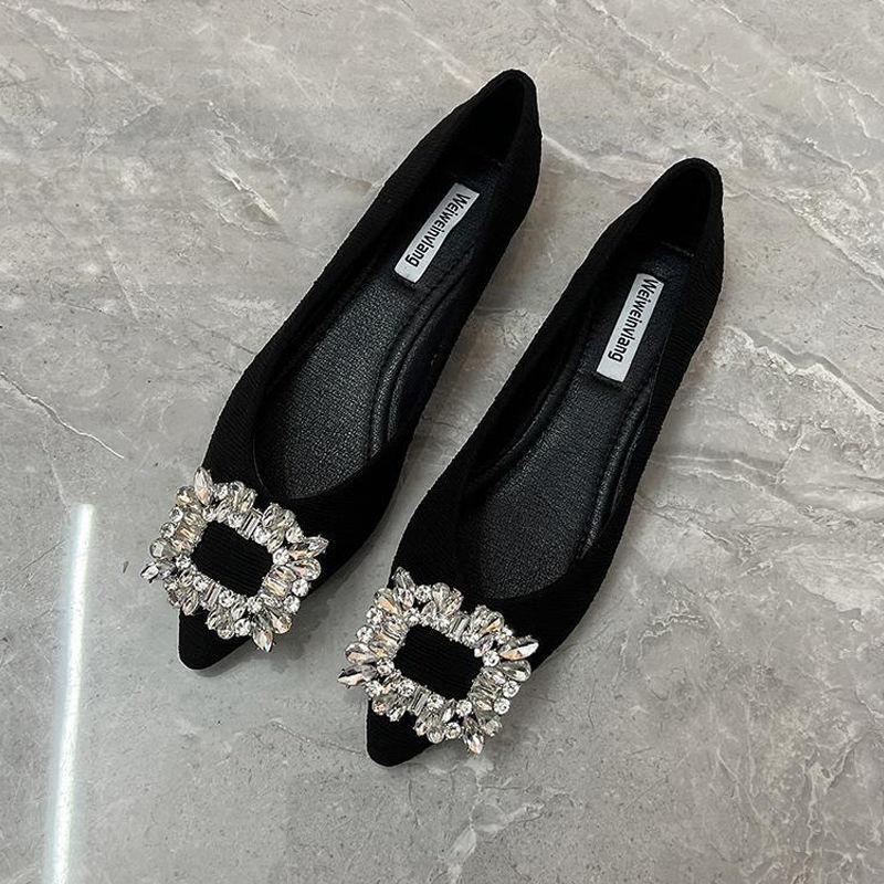 Mode Flats Damskor 2025 Vår Höst Nya Casual Spetsig Tå Mocka Låg Utskuren Sko Allmatch Damer Stor Storlek 43 44