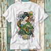 Geisha Tokyo Japan Japanese Art Dragon Flowers Cotton Tops Design Unisex Ladies Unisex Women Tees Retro Fashion Vintage Cool Tshirt