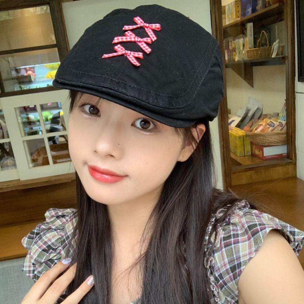 

Решітчастий Ретро Берет Бант Жіночий Капелюх Художника Французький Жіночий Капелюх Художника Студенти сірий