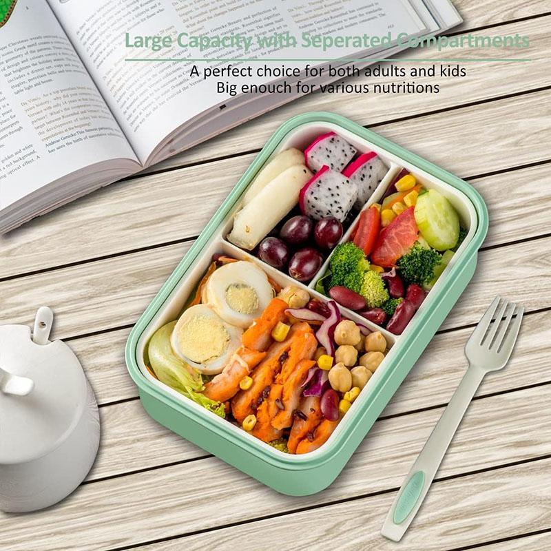 Bento Lunch Container For Kids Bento Adult Box With 3 Compartment Leak-proof Microwave Dishwasher Freezer Safe Meal Fruit Snack