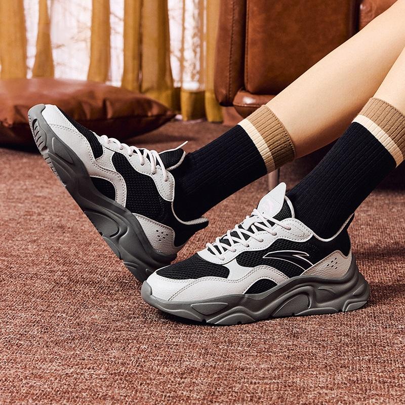 Anta Little Millennium Casual Versatile Shock Absorbing Wear Resistant Low Top Lifestyle Shoes Women Sneaker Black Gray 922348826-11