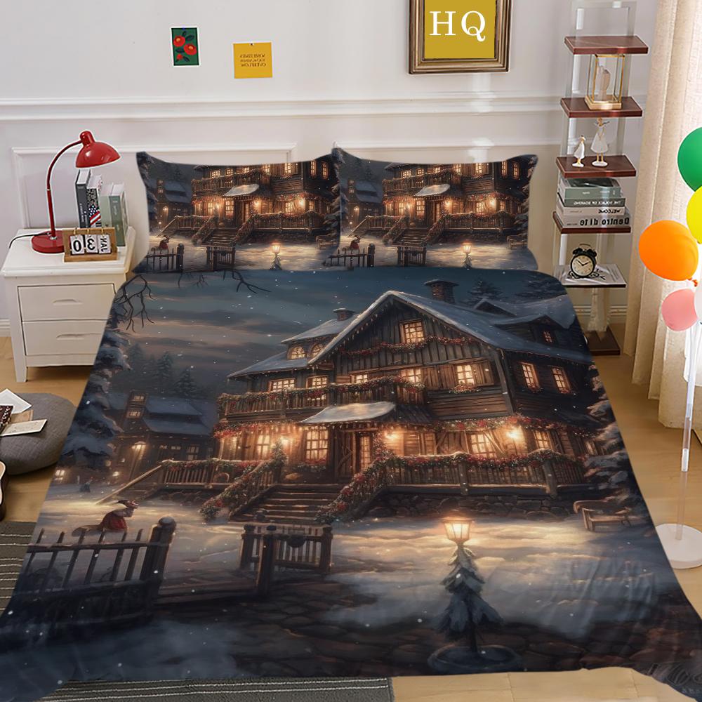 Crăciun Imprimat Home Lenjerie Queen Size Poliester Lenjerie de pat Copii Cuverturi Drăguțe de Înaltă Calitate
