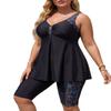 Women S Plus Size Printed Tankini Swimsuit Geometric Pattern