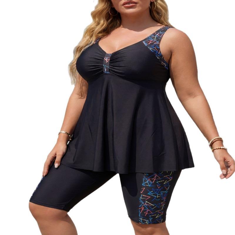 Women S Plus Size Printed Tankini Swimsuit Geometric Pattern