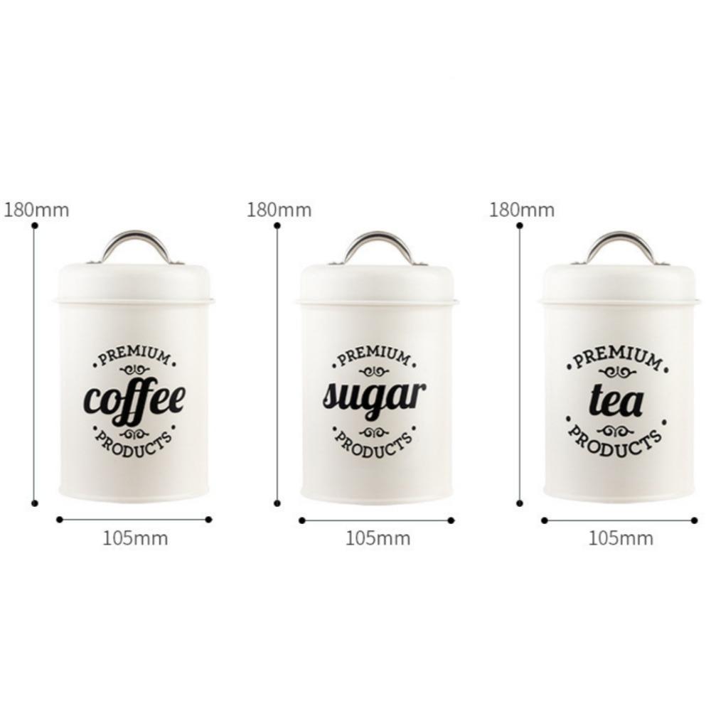 3 Pcs Metal Storage Canister Set Storage Jar Reusable Coffee Tea Sugar Tins High-capacity Sealed Candy Cookie Jar