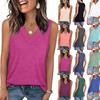 Women's V Neck Sleeveless Loose Fit Casual Solid Color Tank Top For Summer Daily Wear
