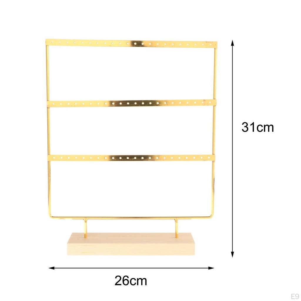Earring Holder Stand 3 Tier Rectangular with Wood Base Versatile Jewelry Towel Elegant Durable