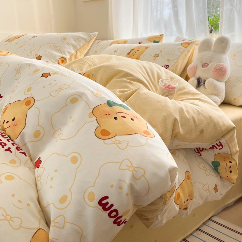 Damen Plüsch Samt Fleece Bettwäsche Set: Flanell-Bettbezug und Laken