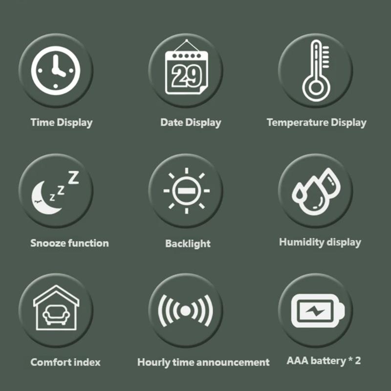 Digital Alarm Clock with Large LCD Display Backlight Temperature Hygrometer Monitor Flexible Mounting Option Easy Setups