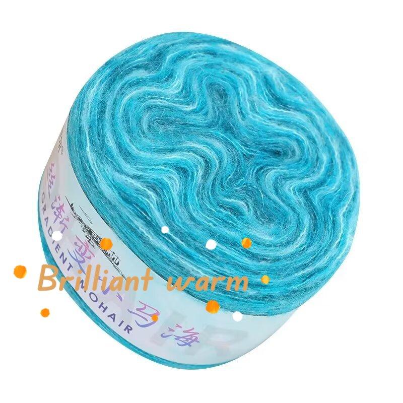 Warm Color Gradient Mohair Soft and Skin Friendly Mohair Fine Thread Hand Woven Crochet Baby Sweater Scarf Glove Material