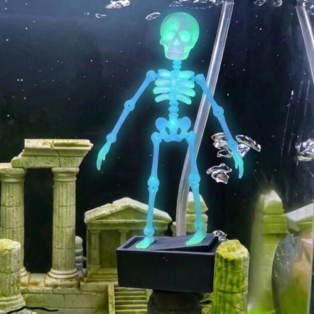 Air Driven Dancing Skeleton Aquarium Bubbler Plastic Movable Oxygen Skeleton  Underwater Landscape