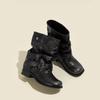 Fashion Round Toe Belt Buckle Mid Calf Shoes Woman New in Waterproof Footwear on Promotion Hot Y2k Rock Offer Half High Boots for Women