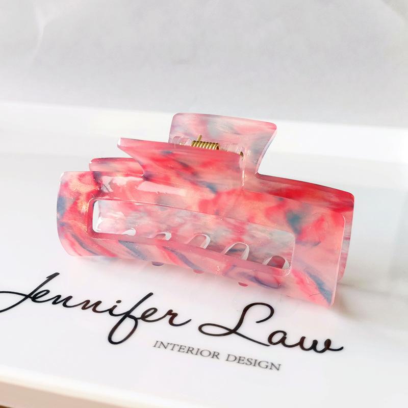 Fashion Hair Clips for Women Elegance Colorful Rectangle Hollow Out Acetate 8cm Claw Clip Girls Hair Claw Hair Accessories New