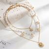 Multi Layered Pearl Shell Starfish Necklace for Women Elegant Lady Handmade Summer Vocation No Rusting Chain Necklaces Jewelry