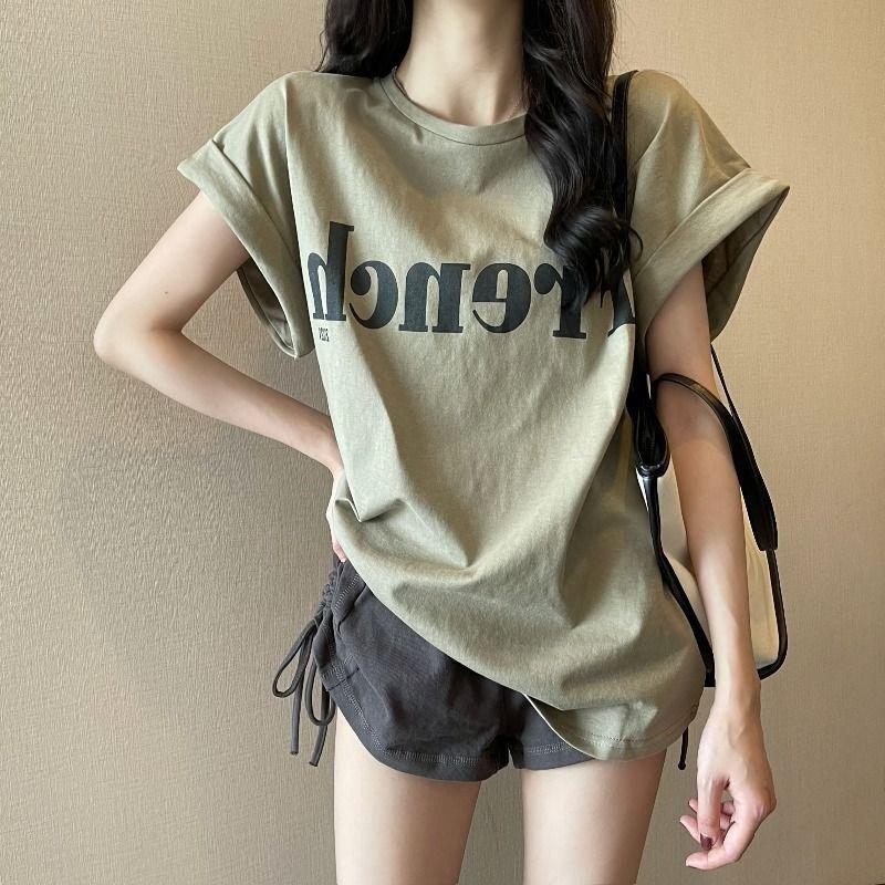 Loose Short-sleeved T-shirt Women's Summer Design Sense Chic Retro Letter Printed Top