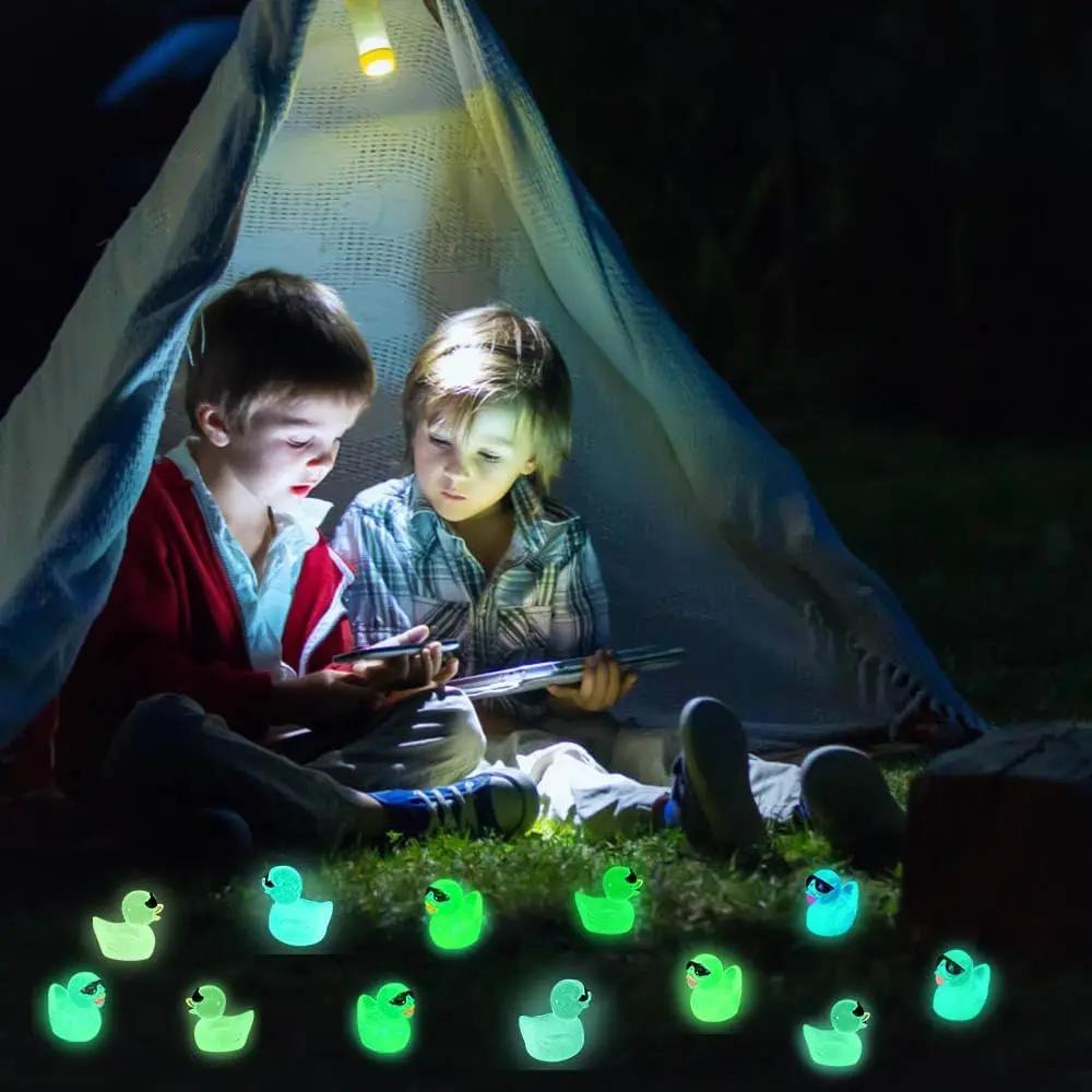 200/100 Luminous Mini Glitter Ducks With Glasses Miniatures Duck Micro Landscape Diy Accessories Mini Ducks Home Diy Craft Decor