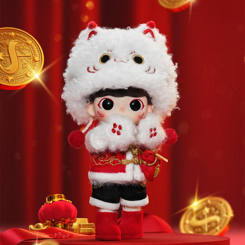 New POP MART DIMOO Treasure Lucky Cat 2024 Year Of The Dragon New Year Edition Trendy Figures 14cm PPMT-2312-0064