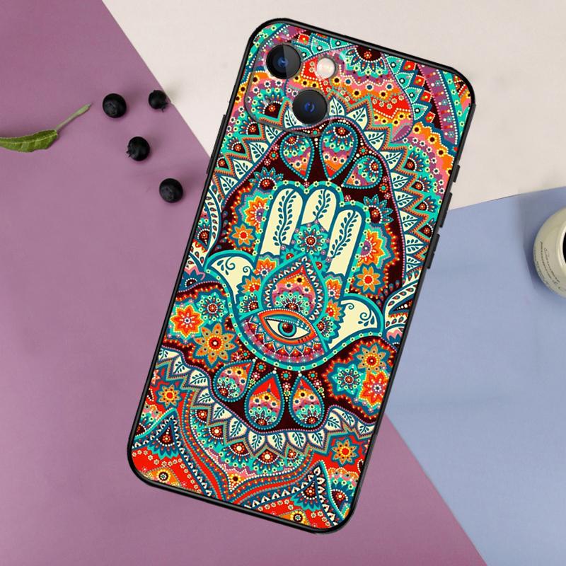 Hamsa Hand Of Fatima Art Silicone Case For iPhone 17 15 13 12 11 14 Pro Max 16 Plus 12 13 Mini 16e 17 Air Back Cover