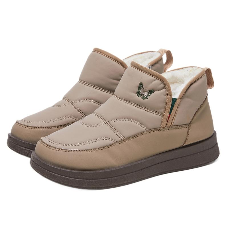 Fuzzy Snow Boots for Women Warm Ankle Boot With Fur Lined Faux Leather Anti-Slip Winter Shoes Women's Outdoor Chunky Platform Walking Short Booties