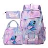 3 Piece School Backpack Set for Students Large Capacity Oxford Cloth Schoolbag with Shoulder Strap and Pencil Case