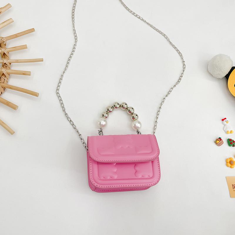 

Versatile Miniature Handbag For Children Featuring Stylish Pearl Embellishments And Design рожевий