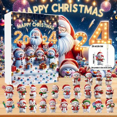 Christmas Countdown Calendar 24 Cute Acrylic Snowman Pendants, Christmas Tree Ornaments Suitable For Family And Friends During The Holiday .