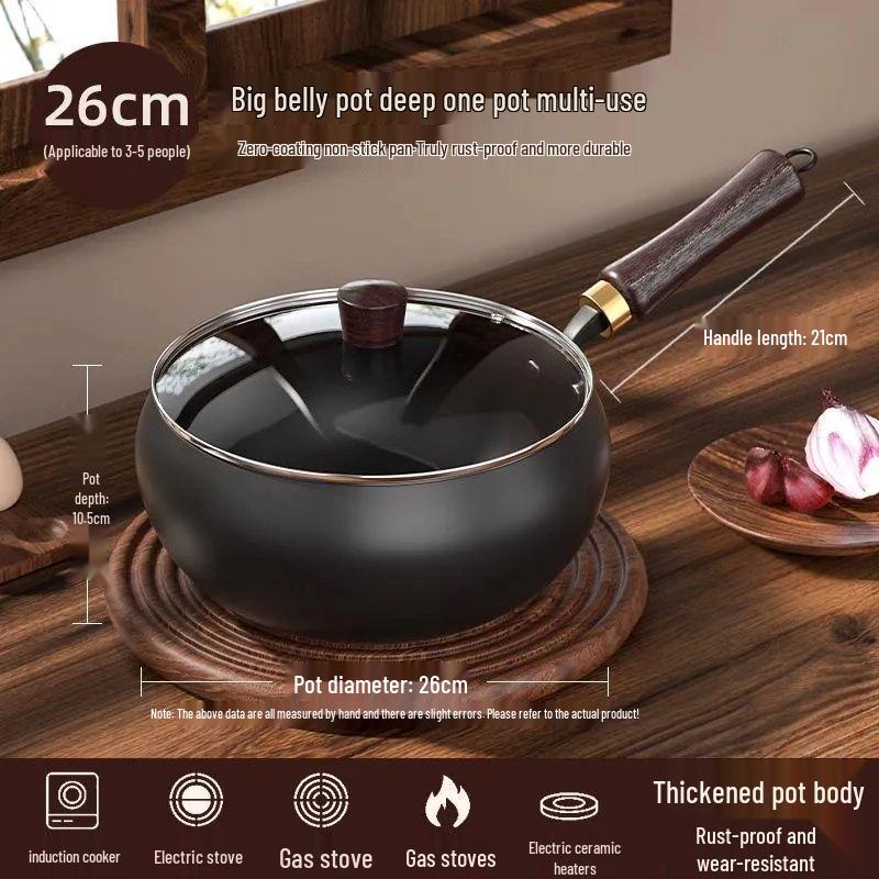 SPUCR Supugu Antihaft-Großer Bauch-Eisenkochtopf & Wok für Induktionsherde