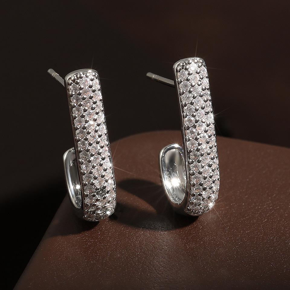 Hohles Design Hip-Hop Diamantbesetzte Nischen High-End Ohrringe Verblassen Nicht Einfache Ringohrringe Damen