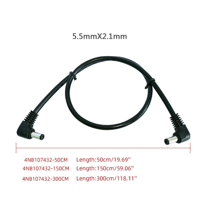 DC5521 to DC5521 Cable Cord,18AWG Male DC5.5mmx2.1mm Right Angle Power Adapter Wire for LED Light Speaker Laptops