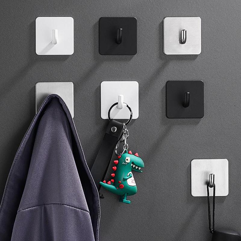 Rustfrie stålkroker Uten hulltaking Veggoppheng Sporløse Sterke Selvklebende Kroker Veggstativer Kleskroker Bak Badedørene