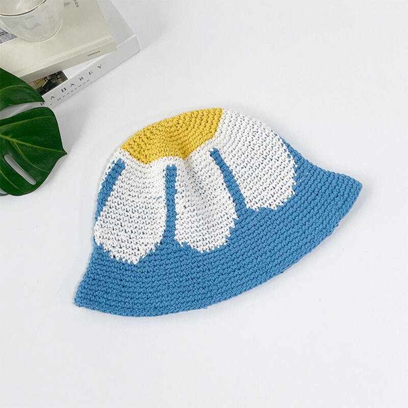 

Тонпеле цветные блоки ручной работы женская шляпа-ведро хлопковая вязка Blue