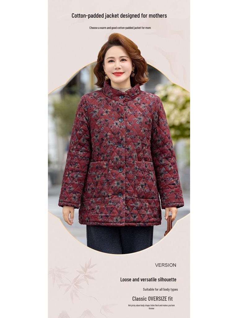 Maternity Winter Velvet Cotton Jacket for Middle-Aged and Elderly Women - Warm, Stylish, and Loose Fit