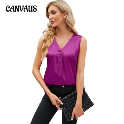 Gilet estivo da donna con scollo a V, gilet ampio, top senza maniche
