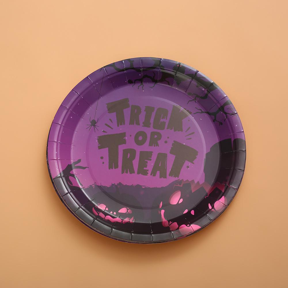Cross-Border Halloween Party Disposable Plate Set: Pumpkin & Bat Paper Cups and Plates