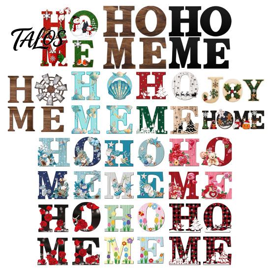 Holiday Atmosphere Home Accents 4Pcs/Set Rustic HOME Sign, Christmas Wooden Wall Decor 2D Flat Decorative Seasonal Signs for Door Snowflake