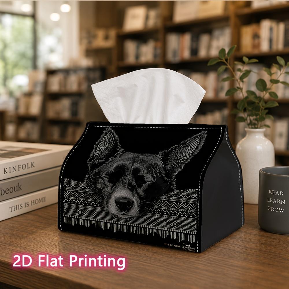 1pc, 2d Flat Printing, Tissue Box Dog Head: Trust Process Pattern Napkin Dispenser, Suitable for Home, Car, and Outdoor Gatheringsr, Tissue Decoration