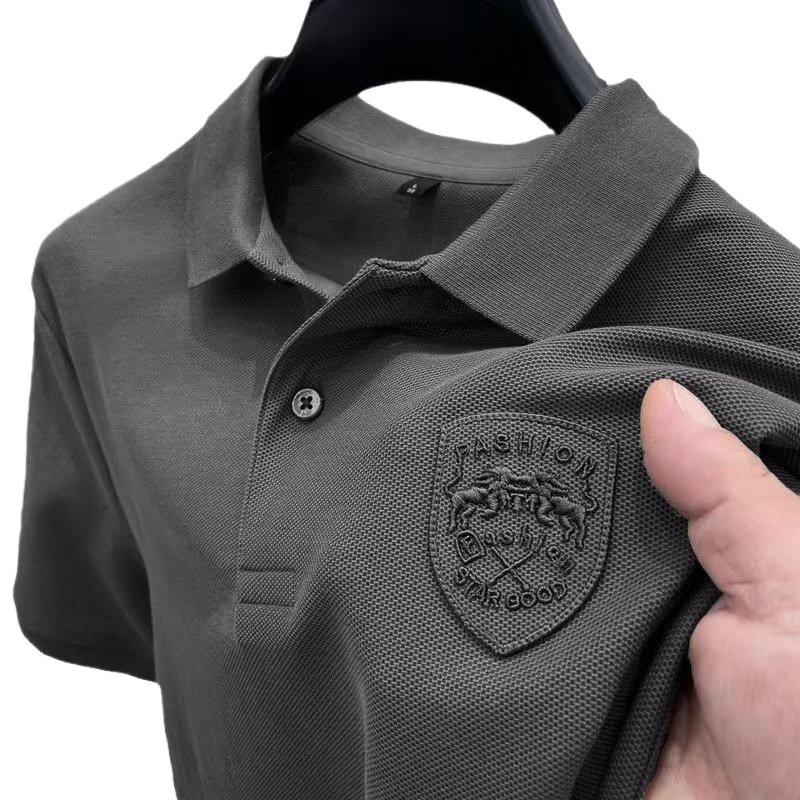 Men's High-Quality Short-Sleeve Embroidered Polo Shirt - Pearl Summer Light Casual Lapel T-Shirt