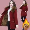 Parker Mid-length Padded Jacket Winter Women's Loose Plus Velvet Padded Jacket Lamb Down Padded Jacket Thickened Jacket