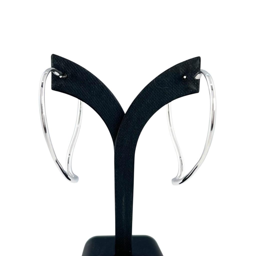Great TIFFANY&Co. Pierce Elsa Peretti Open Heart Hoop Silver AG925 Women Used
