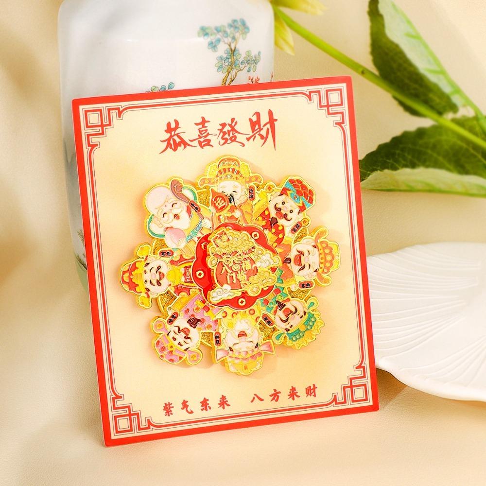 Cartoon New Year Magnetic Sticker Rotatable Chinese Refrigerator Sticker  Magnets Message Board