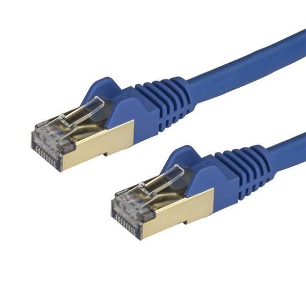 Câble réseau Cat6a STP blindé sans crochet - STARTECH - 50 cm Bleu - Compatible PoE