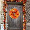 Autumn Harvest Wreath with Pumpkins & Maple Leaves