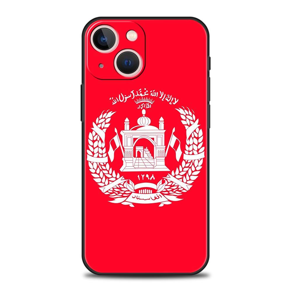 Afghan Afghanistan Flag For iPhone 11 12 13 15 14 Pro Max Phone Case X XR XS 7 8 Plus SE 2020 Luxury Black Soft Cover Funda