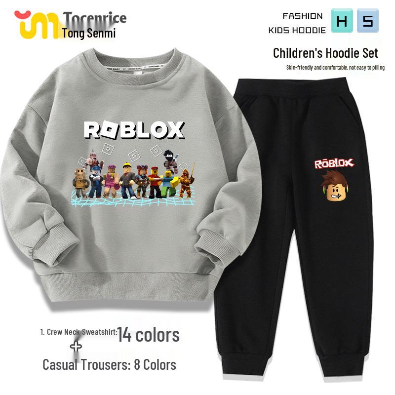 Комплект из худи и штанов Roblox с мультяшным принтом для детей - Весенне-осенний повседневный костюм для мальчиков из двух предметов 130 (Height 120-)